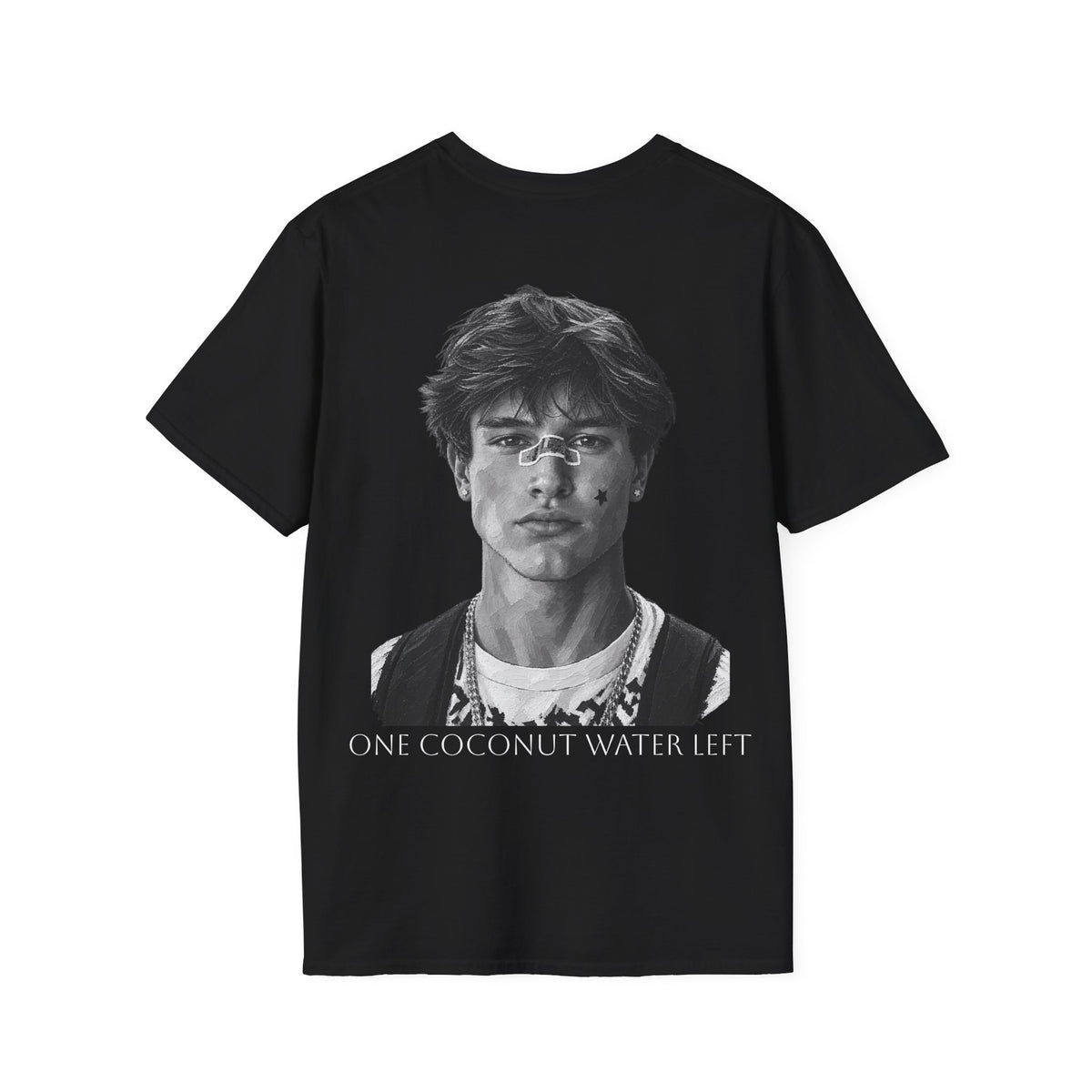 Vintage Portrait T-Shirt — 'One Coconut Water Left' Graphic Tee